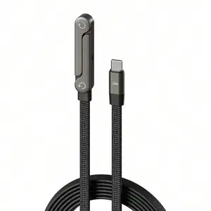 240w Fast Charging Side Charging Electronic Cable with Hidden Stand, 2-In-1 Data Cable for Smartphones and Tablets, Type-C Compatibility, Portable, Multifunctional Charging Cable