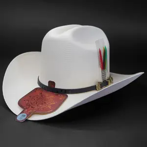 Tombstone Laredo 1000x Falda 3.5" Telar Brim Cowboy Hat Sombrero Crown 4.75" Sombrero con Pluma Original