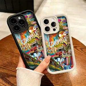 Vibrant Colombia Travel Collage Phone Case， Artistic Cultural Style for iPhone 17 16 15 14 13 12 11 Plus Pro Max， Unique Souvenir Gift.