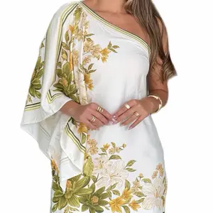 Chicme Floral One-Shoulder Mini Dress – Casual Elegant Women’s Summer Dress