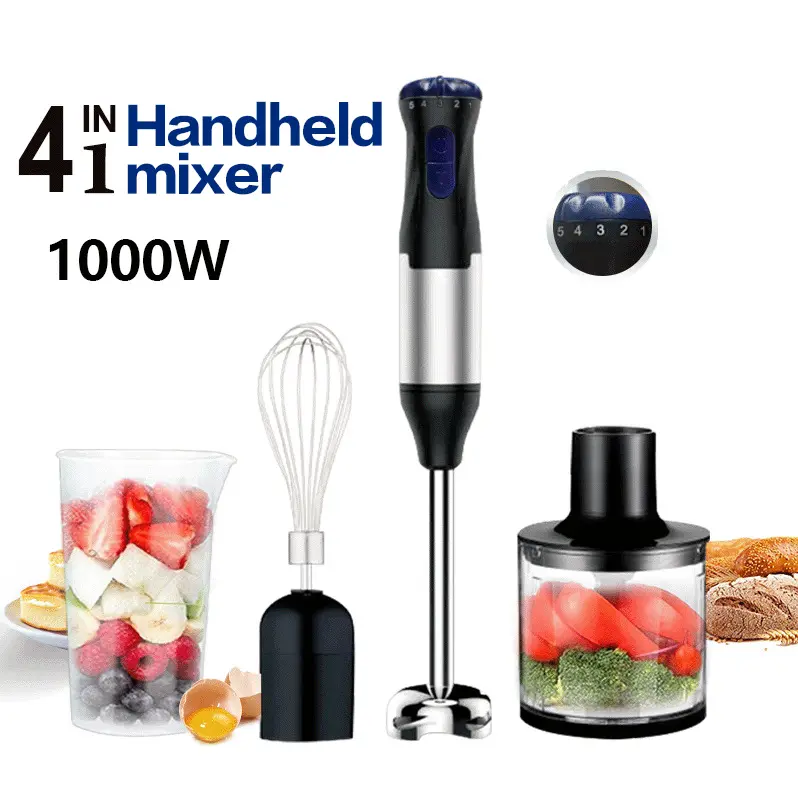 4-in-1 Handheld Mixer 1000W with Whisk & Chopper Attachment for ...