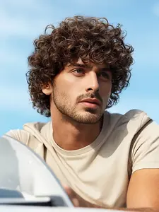 Short Curly Wig for Men, Curly Bob Wigs, Stylish and Natural Look, Perfect for Daily Wear, Easy Maintenance, High-Quality Synthetic Hair