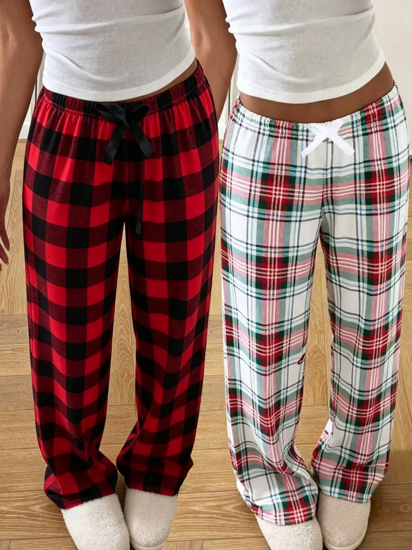 Women's Plaid Print Long Pants Casual Micro-Elastic Sleepwear, Comfortable Home Wear, Can Be Worn Outside, Stylish Loungewear, Lounge Pajama Pants, Cozy Loungewear