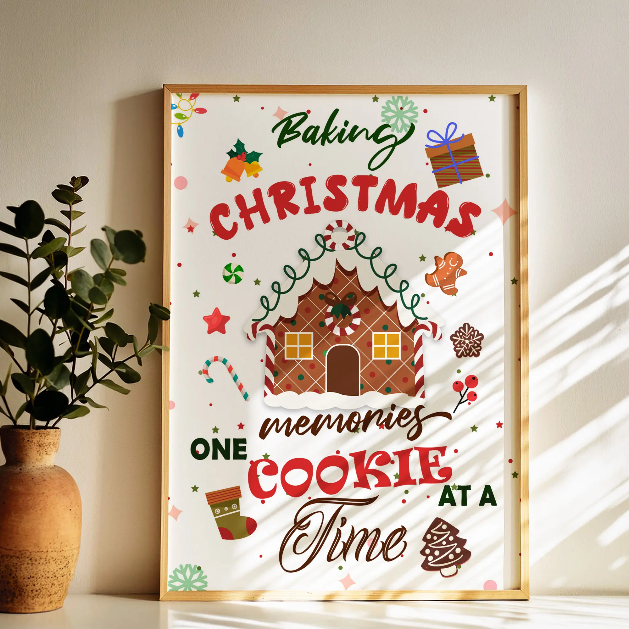 Baking Christmas Memories One Cookie at a Time Framed Print, Holiday Baking Memories Framed Print, Christmas Kitchen Wall Decor, Christmas Home Wall Print, Christmas Wall Decor, Framed Wall Art, Wall Decor