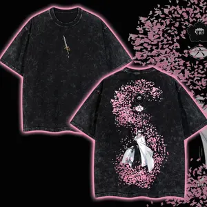 "BLEACH" Retro Vintage Unisex Oversize Anime Manga Acid Washed Lightweight Cotton T-shirt, Anime Merch, Gift For Anime Fan Clothes Oversized ABO