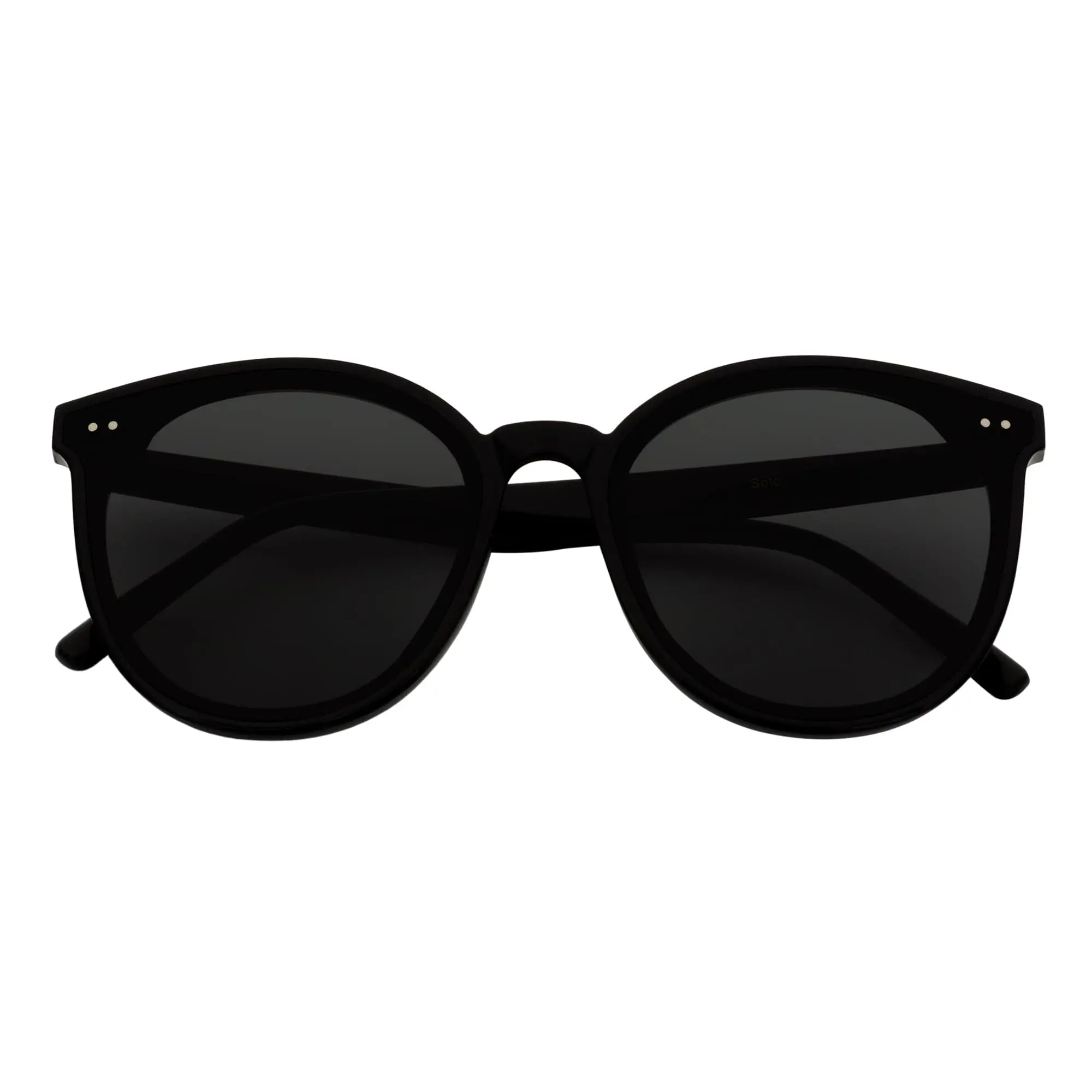 KYLEE Women's Polarized Oversize Cat Eye Sunglasses with 2 Pin Bullet Accents, Medium Fit, Flat Lens, High Fashion Style, Everyday Use, Black Smoke, Oversized, Polarised Lens