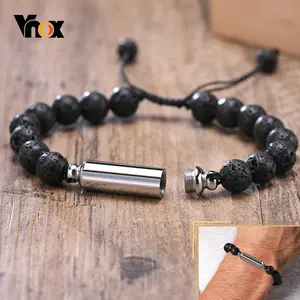 FASHION - Vnox Men's Casual Lava Stone Beads Urn Bracelets for Ashes, Hollow Tube Cremation Keepsake Memorial Jewelry,Length Adjustable