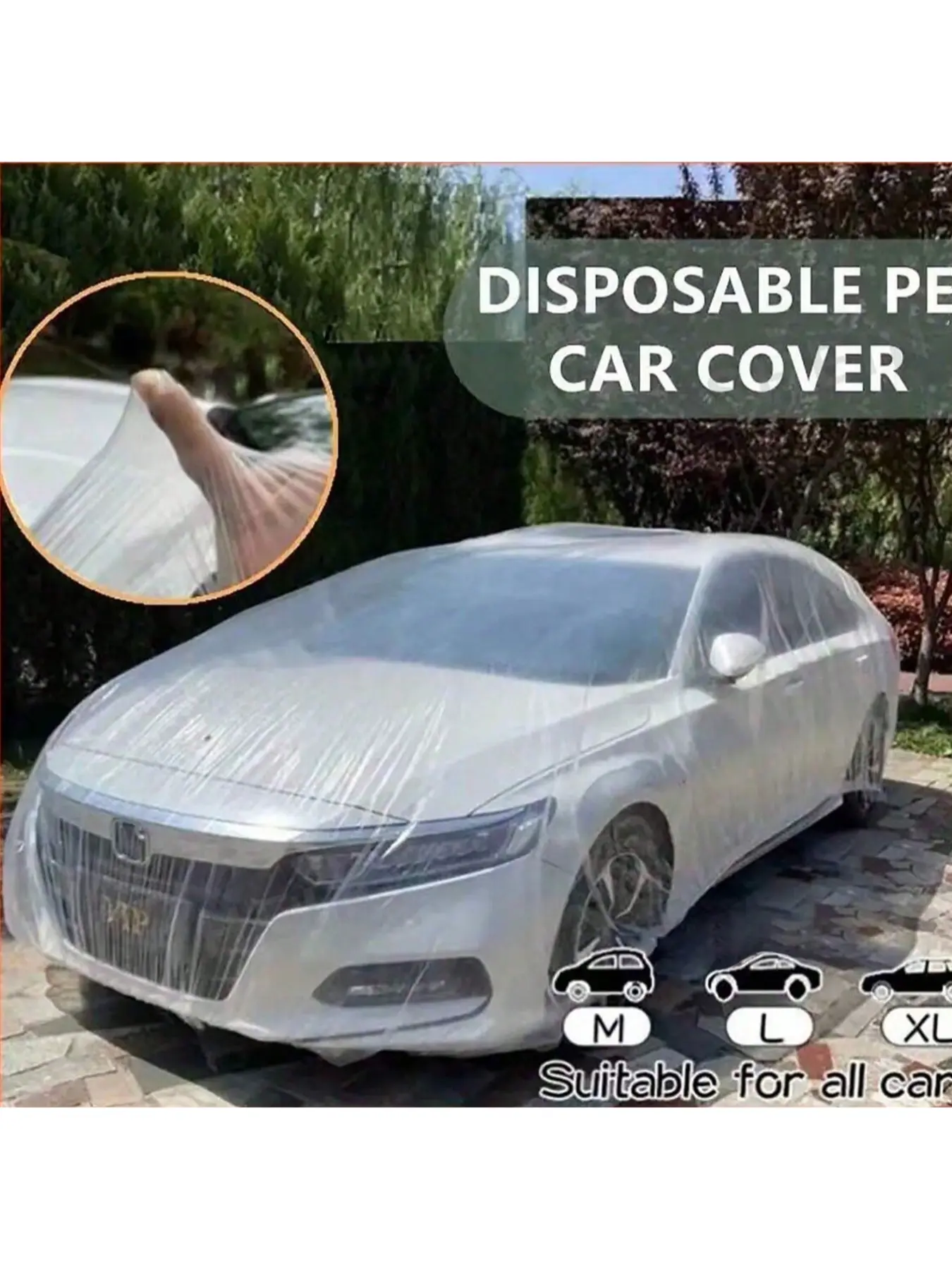 Transparent Plastic Car Cover, Durable Cover, Waterproof Pe Film, All-Weather Protection for Cars, Suvs, Trucks, Indoor Outdoor Use, Dustproof, Windproof