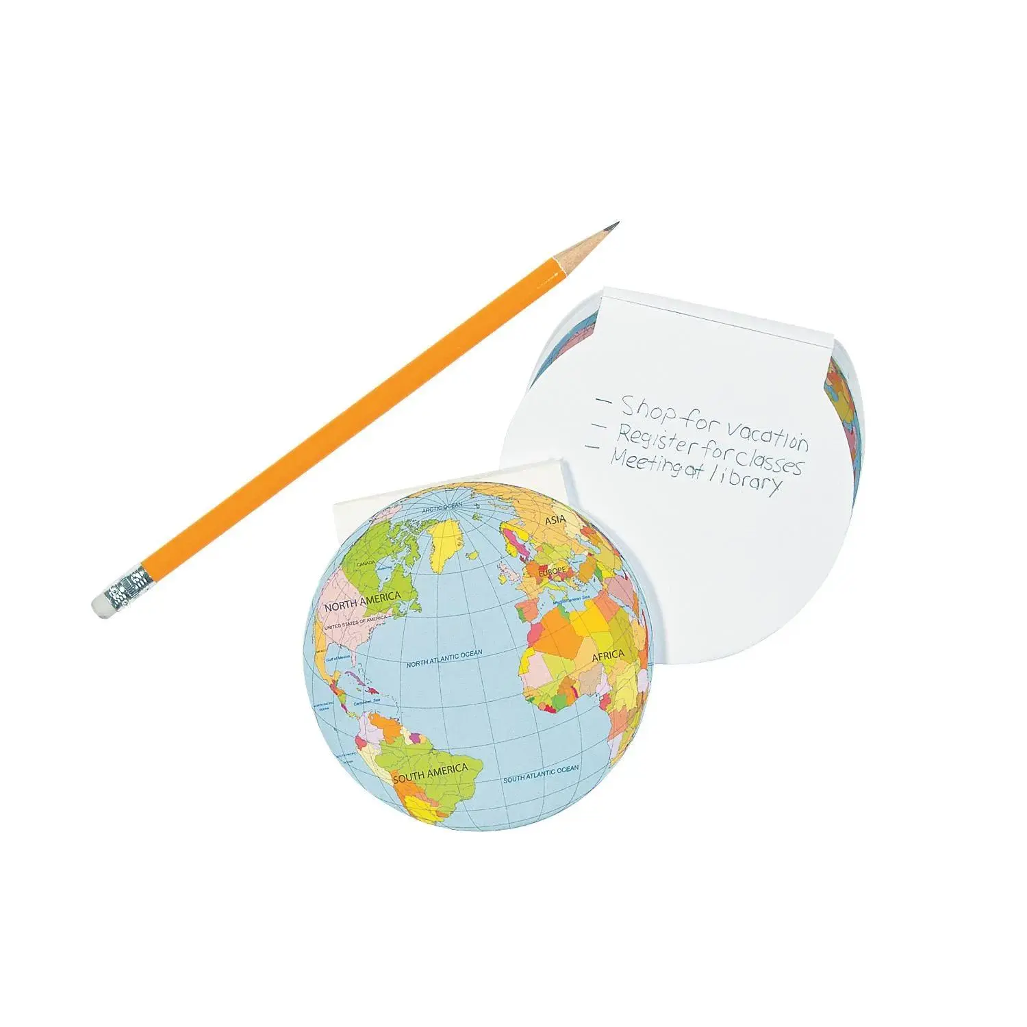 3 1/2" Earth Globe-Shaped Multicolor Paper Notepads - 24 Pc.