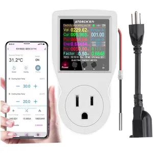 AC WiFi Watt Meter Plug-in US Socket Power Meter, Electricity Bill Statistics, Temperature Control, Backlit Large Color Display, Overload Protection, Voltage AMP Tester, Electrical Energy Monitor Timer