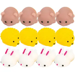 1 1/2" Mini Woodland Animal Rabbit, Mouse & Hedgehog Mochi Squishies - 12 Pc.