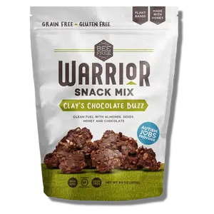 Clay’s Chocolate Buzz, 9 Oz Bag - BeeFree Warrior Mix Gluten Free Granola Snack Mix - Chunky Granola Cookie Like Bites | Paleo Granola, Low Carb, Grain Free, Preservative Free, Oat Free | Low Calorie Snacks |