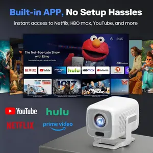 [US warehouse]  Auto Focus HY310 Projector 330ANSI Google Assistant 8K Decode Native 1080P BT5.4 WIFI6 Android 14 Built-in Speaker Allwinner H726 180° Flexible 130"Screen 60Hz Reflash Home Cinema Mini Portable Projector Wireless Local Summervibes