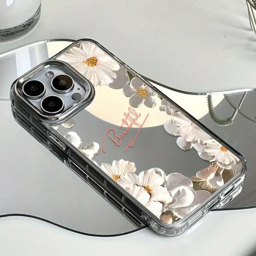 Smooth Mirror Phone Case for iPhone 16 15 14 13 12 11 Pro Max MAX PLUS Design Shell Shockproof Makeup Mirror Protection   magic john screen protector chrome hearts phone case milwaukee phone case Protective Cover light iphone airbag Casing Cellphone