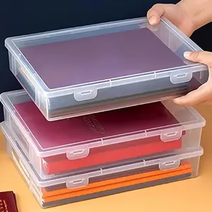 3pcs Clear PP A4 File Storage Box Set – Dustproof Flip Lid Design, Japanese Minimalist Style, Rigid Protection Against File Bending, Easy-Access Lid Opening – Multi-Purpose Document Organizer for Office, Study Desk & Dorm