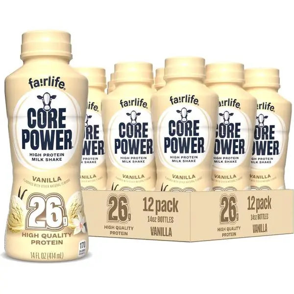 Core Power Protein Shake, Vanilla, 26g Bottle, 14oz, 12 Pack