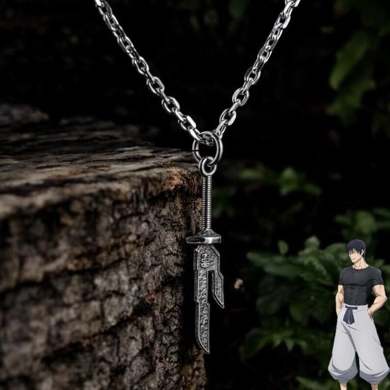 Toji Fushiguro Cosplay Pendant Necklace Jujutsu Kaisen  Inverted Spear of Heaven Jewelry Unique Anime Party Accessories & Gifts（Chain length25mm)