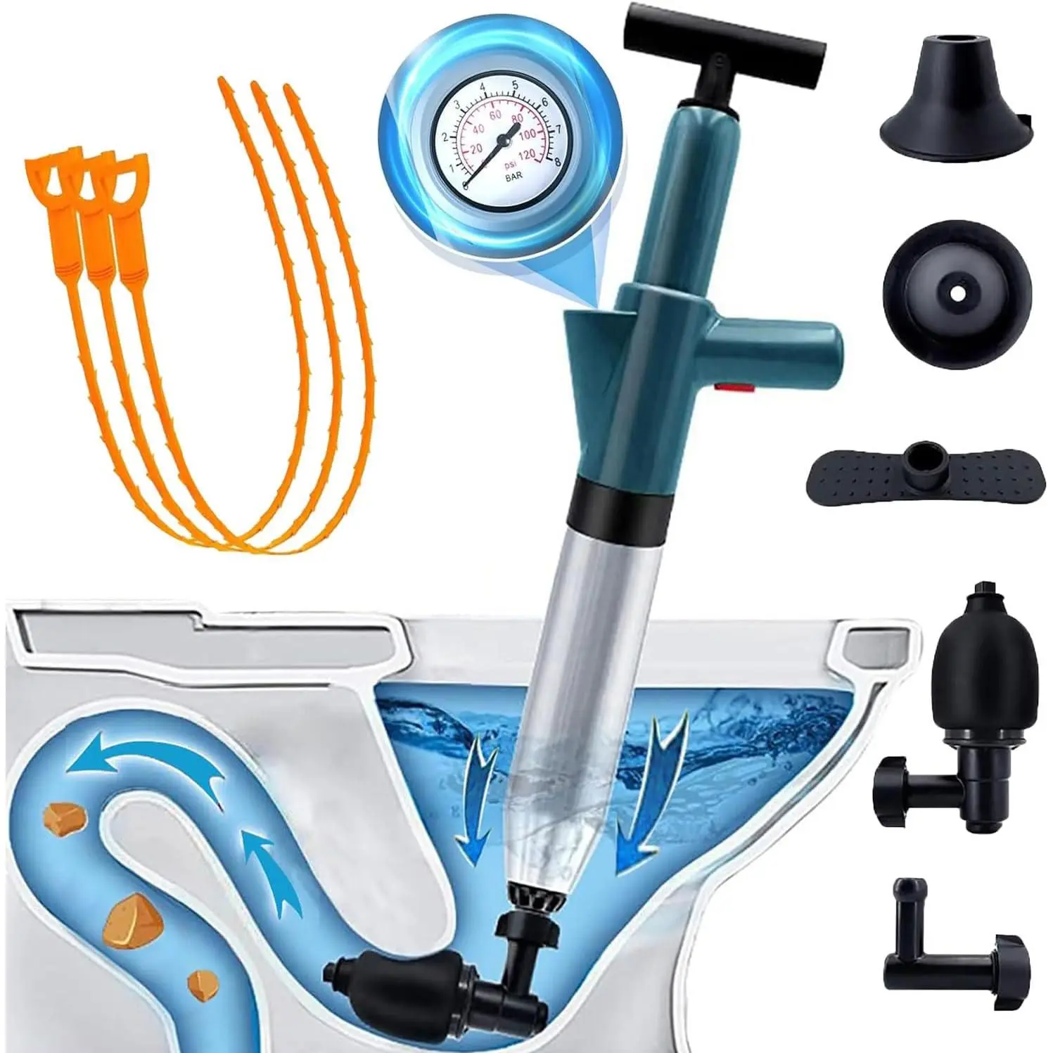 Toilet Plunger Air Drain Blaster: Power Air Plunger for Toilet, Speetop High Pressure Drain Plumb Plunger Gun, Stainless Steel Air Plungers, Sink Plunger, for Toilets,Kitchens,Bathrooms