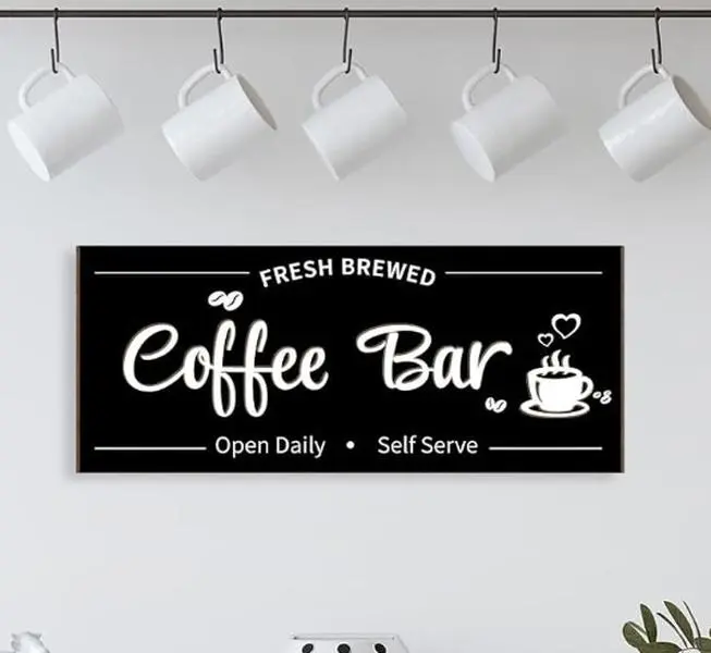 Uflashmi Lightweight Decorative Wall Plaque - Warm Coffee Bar Wall Art Sign, Vintage Home Decor, Speciality Plaques & Signs for Coffee-Loving Family, Christmas Gift