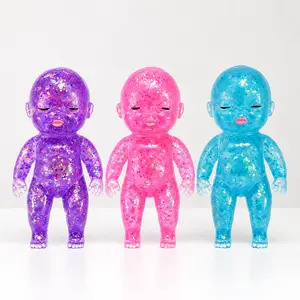 Giant Baby Squishy Toy 3-Pack, Sparkly Stress Relief Fidget Toys for Kids & Adults, Soft Sensory Squeezing Grip Toy, Non-Toxic TPR Material Sparkle Squishies Set (Pink/Purple/Blue)