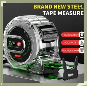 metric system OUDISI 1-Piece High-Precision Steel Tape Measure, Professional Measuring Tool, Featuring Fluorescent Green Double-Sided Tape, Laser-Etched Markings for Clear Readings in Low-Light Conditions