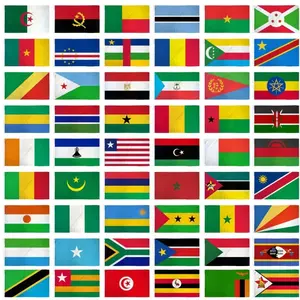 Set of 54 2x3ft African Flags, Polyester Banners with Metal Grommets for Home, Festive & Party Supplies