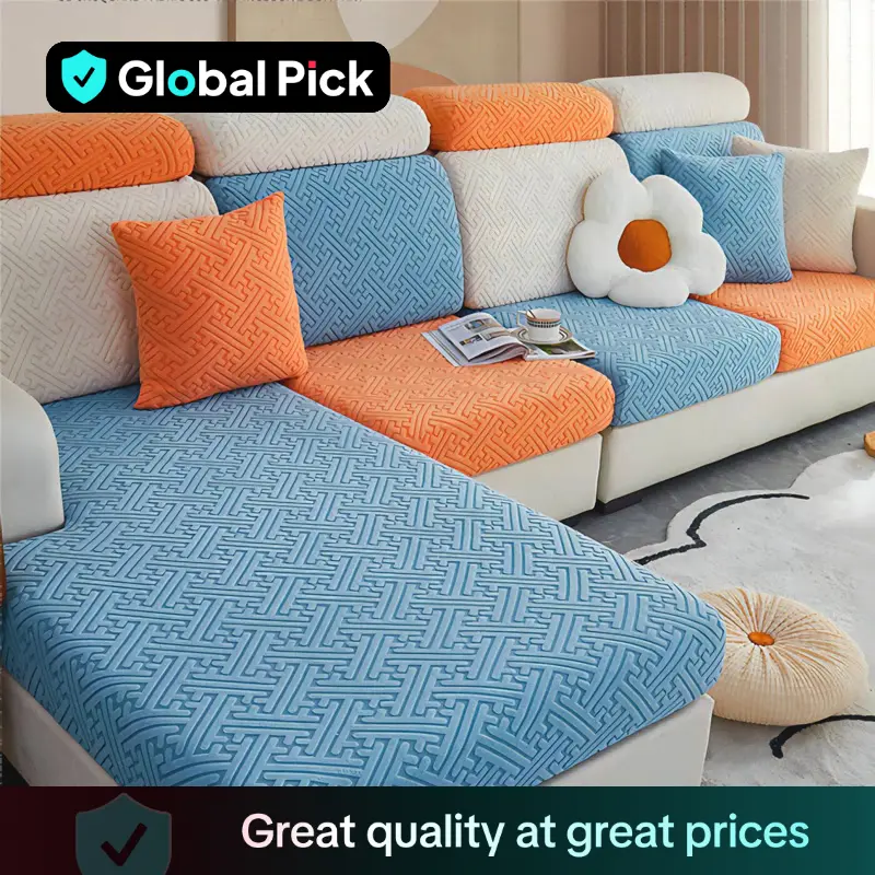 Solid Color Sofa Cover, 1 Count Non-slip Washable Sofa Slipcover, Elastic Sofa Durable Cushions Cover, Dustproof Sofa Protector for Home Living Room
