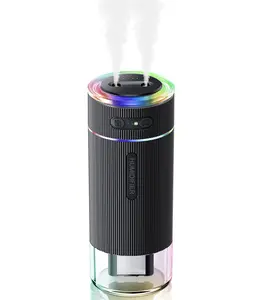 WSKEN Portable Humidifier for Bedroom, Dual Nozzle Large Cool Mist , Car Smart On/Off, Ultrasonic Mini Air Humidifiers with colored lights for Car Outdoor Office Baby Room