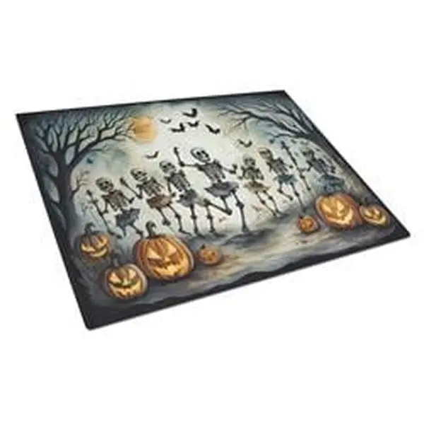 15 x 12 in. Unisex Dancing Skeletons Spooky Halloween Glass Cutting Board - Large