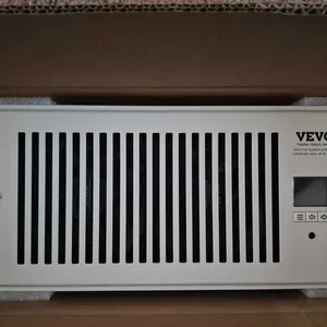 VEVOR 4'' x 12'' Register Booster Fan - Quiet Aluminum HVAC Fan with Remote, Sensor Thermostat Control, Adjustable Speed, Programmable LCD Controller, Powerful PWM Motor, 100cfm Flow, Compact Energy-Saving Fit for Airflow Enhancement, Fits 4'' X 12'' Regi