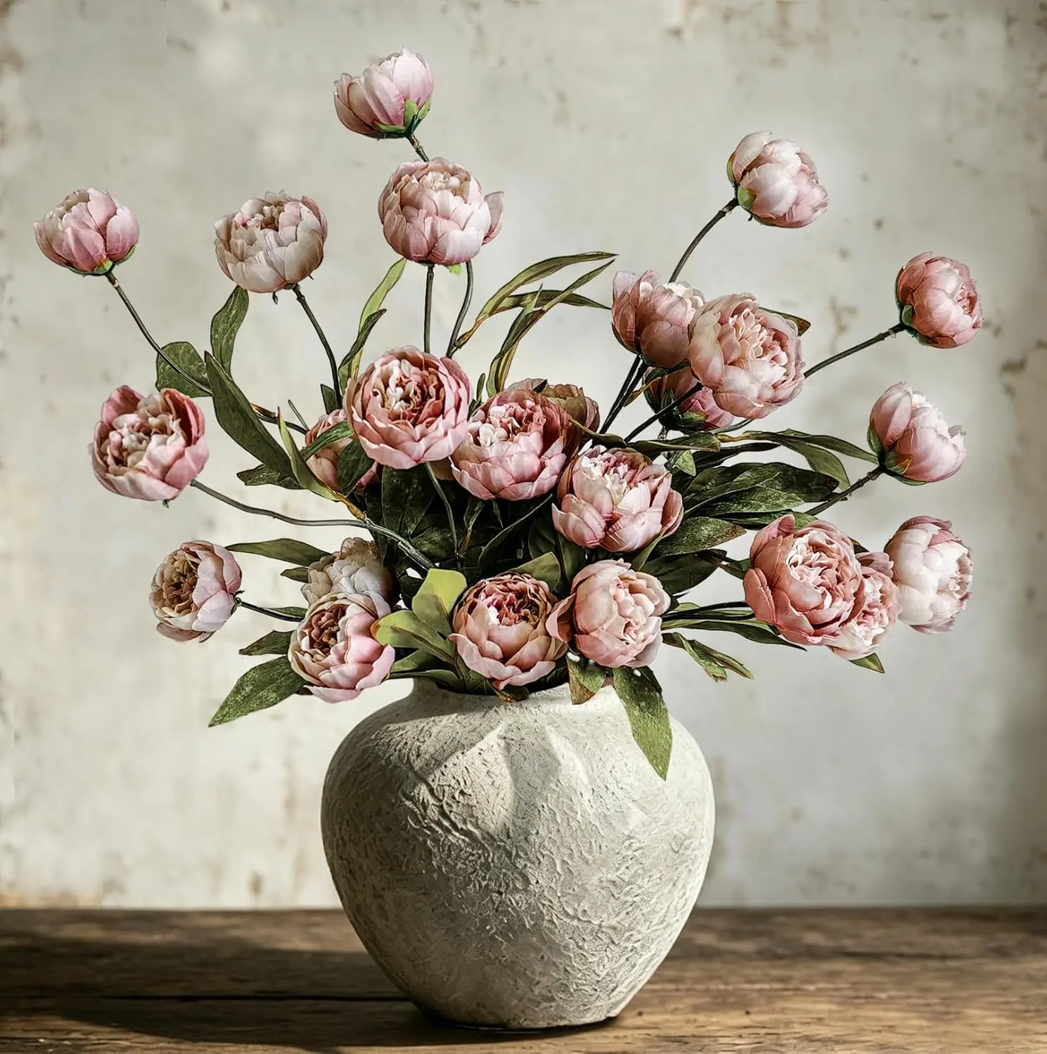 6Pcs Viral Peony Artificial Flowers for Vase，27in Real Touch Fake Flowers Branches with Flexible Wired Stems for Home Decor DIY Bouquet Centerpieces Wedding Shower Fillers Arrangements,Dusty