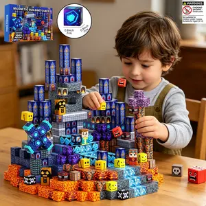 Magnetic Blocks Set, Blue Castle Building Scene, Kids Stem Educational Sensory Toy, Versatile Magnetic Construction Kit, Perfect Gift for Children