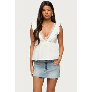 Meadow Linen Look Lacey Top