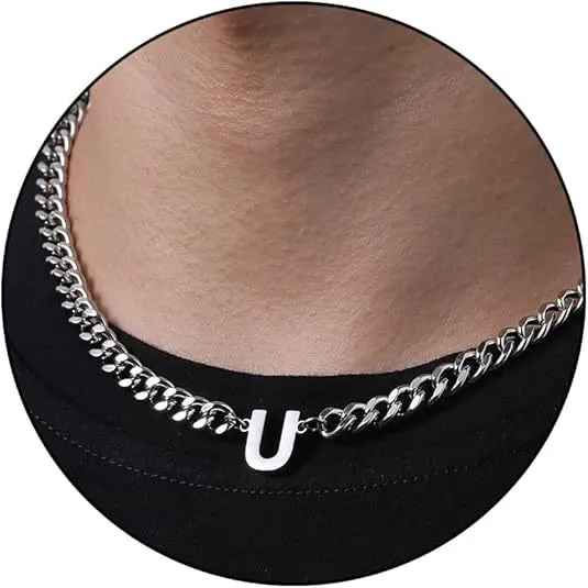 U letter necklace (steel color)