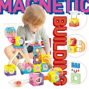Magnetic Building Blocks STEM Educational Toys for Kids Ages 4-12 Ball Track & 3D Stacking Construction Set Marble Maze Shape Recognition Spatial Thinking Learning Bear Building Blocks Sets Geometry Interactive Skills Creativity Play Teachable Fun