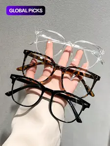 Men Women Fashion Flat Lens Tortoiseshell Glasses Set, Anti-Blue Light, Casual Style, Plastic Frame, All Seasons, Daily Wear Accessories, Square Frames