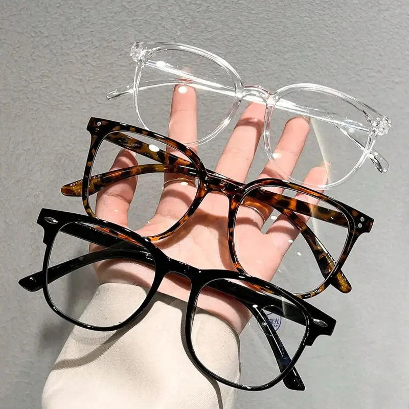 Men Women Fashion Flat Lens Tortoiseshell Glasses Set, Anti-Blue Light, Casual Style, Plastic Frame, All Seasons, Daily Wear Accessories, Square Frames Eyeglasses, Square Frame Eyewear, Fashionable Frames Glasses, Casual Stylish Glasses