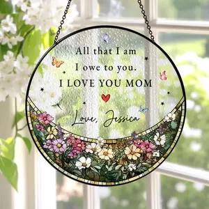 Personalized Stained Glass Suncatcher for Mom, Custom Mother’s Day Glass Window Decor, Elegant Mother of the Bride Wedding Gift, Handcrafted Engagement Keepsake for Mother of the Groom