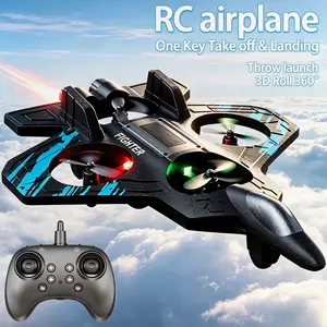 Remote Control Foam Stunt Fighter Plane, RC Glider with LED Navigation Lights, 4-Axis Design, 3D Flips & Circle Flight Mode