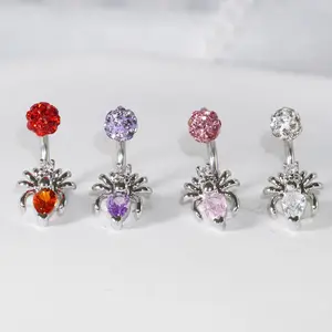 Spider Horseshoe Ring, Stainless Steel, Lip & Cartilage Piercing Jewelry