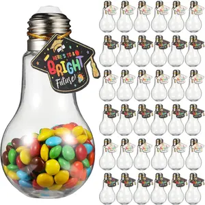 36/48 Pcs End of School Year Gifts for Class of 2026, Plastic Light Bulb Jars with Grad Cap Cards, 100ml Cute Mason Jars for Preschool,Kindergarten & Pre-K Graduations, Perfect for Graduation Party Favors, Classroom Gifts, and Candy Table Decorations