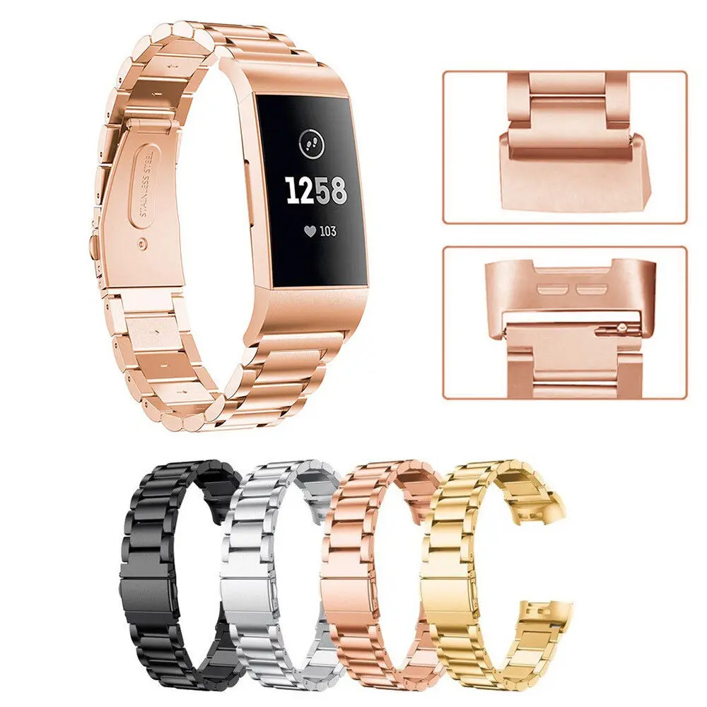Doemoil Stainless Steel Replacement Watch Band Metal Strap Bracelet For Fitbit Charge3/4