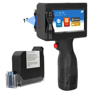 Handheld Inkjet Printer for Flat Surface 0.5 Inch Nozzle for QRCode Barcode Production Date Time Logo Batch Number Print On Glass Bag Carton Box Wood Cloth Plastic Cable (14 Languages)Portable Intelligent Upgraded Handheld Inkjet Printer