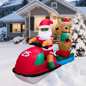 PTS 7FT Inflatable Santa with Jet Ski Outdoor Decoration, Christmas Blow Up Yard Decorations, Built-in LED Lights Inflatables Xmas Holiday Funny Decor for Indoor Lawn Garden