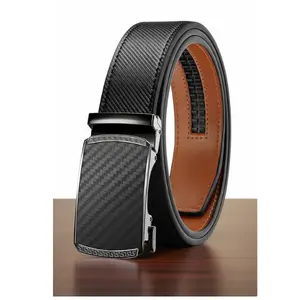 Men’s Ratchet Belt – Adjustable Automatic Buckle, Cut-to-Fit Leather Belt for Jeans & Dress Pants