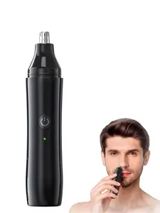 LMMAKE 1Pc Black Nose & Ear Hair Trimmer Portable Electric Professional Painless USB Rechargeable Eyebrow & Facial Hair Trimmer for Men & Women Mini Travel-Friendly Design