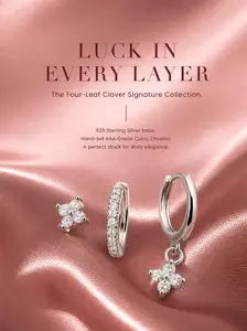 TikTok Viral Clover Stackable Earrings, 3-in-1 925 Silver Earrings Set, Perfect Gift for Her