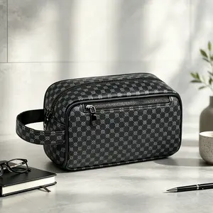 Men’s phone pouch/bag with large capacity — handheld clutch, wrist bag, shoulder bag, underarm bag; portable and lightweight; can store essentials—ideal for travel, commuting, and school; PVC material; minimalist design; trendy casual style; versatile bla