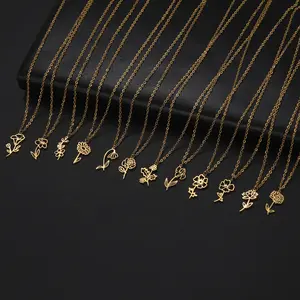 December flower pendant necklace birthday moon necklace snowdrop daisy rose pendant necklace birthday gift