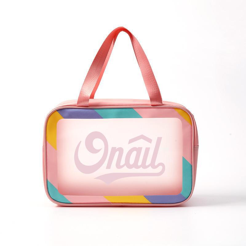ONAIL Colorful Women's Travel Toiletries Bag 4-Piece Set with Handle, Large Capacity Translucent Waterproof Travel Cosmetic Bag, Durable PVC Material Makeup Organizer Pouch Makeup Storage Organizer Zip